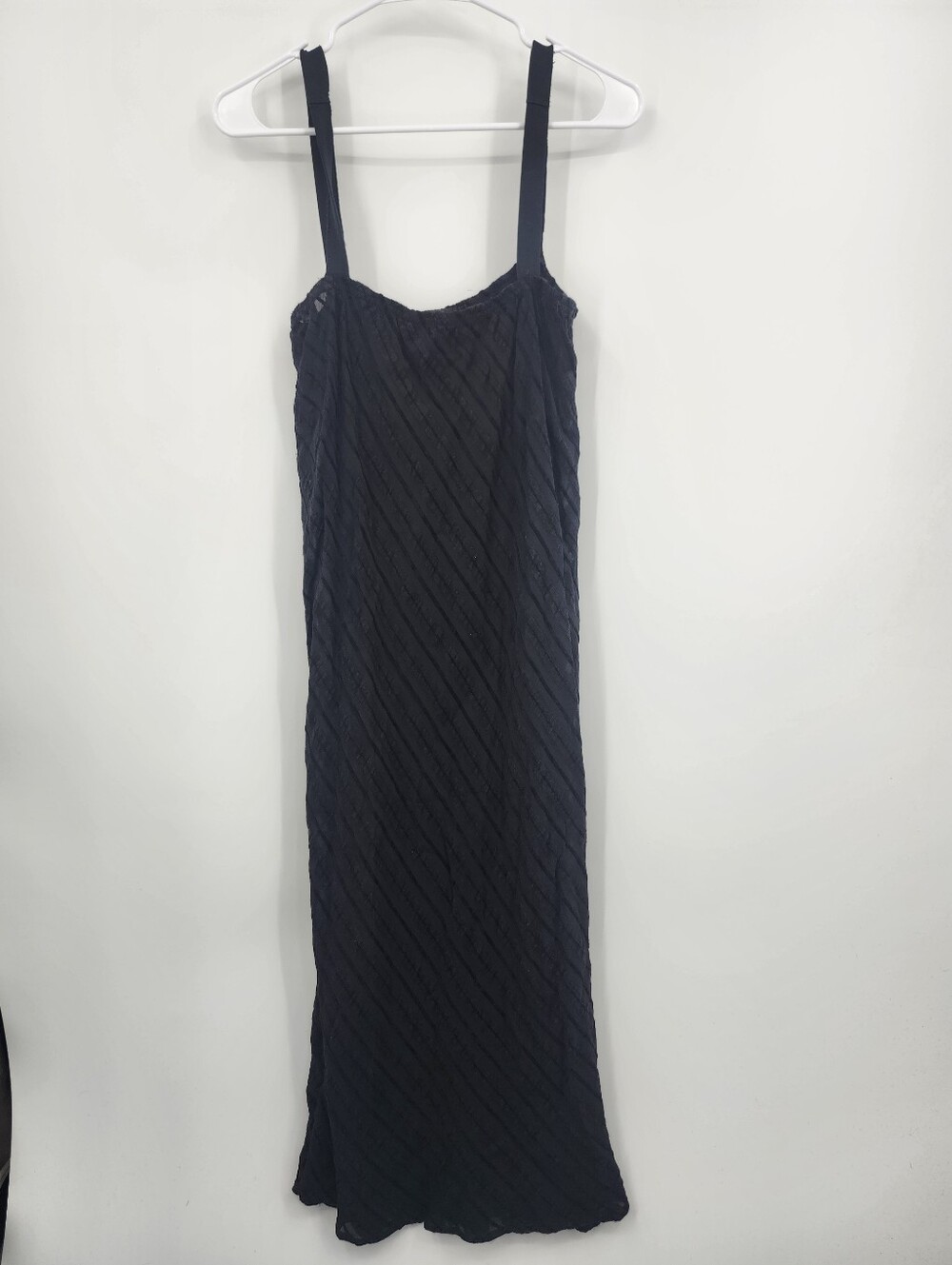 Cut Loose Black Textured Maxi Dress with Spaghetti Strap SZ XL
